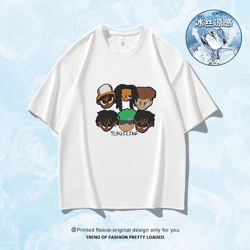 Camiseta de mangas cortas de hielo de Hong Kong 2025 verano caliente para hombres y mujeres transpirables sensación de secado rápido de moda blusa versátil