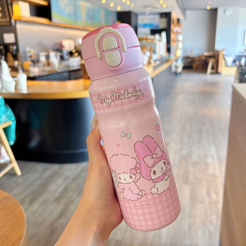 サンリオファミリーシリーズワンカップダブルドリンク学生スポーツカップシルクスクリーンロックウォーターカップシリコンノズル魔法瓶カップ|undefined