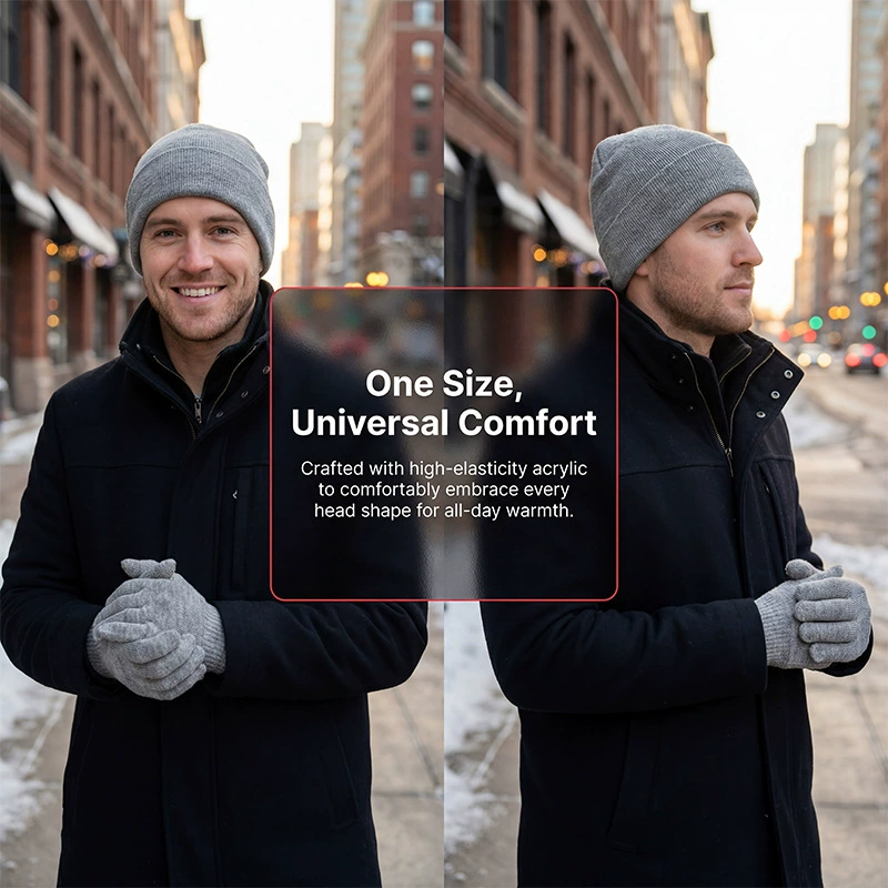 Зимний вязаный комплект из шапки и перчаток, шапка-бини, вязаные перчатки, однотонная акриловая шапка.