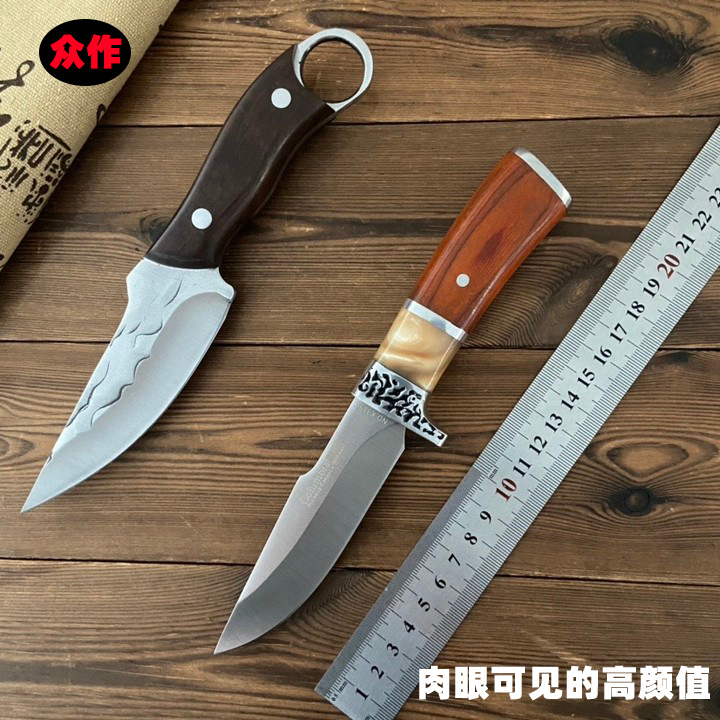 Cuchillo de acero inoxidable mango de cuchillo de cocina carne barbacoa comer carne de cerdo Cordero cuchillo acampar al aire libre cuchillo de camping portátil