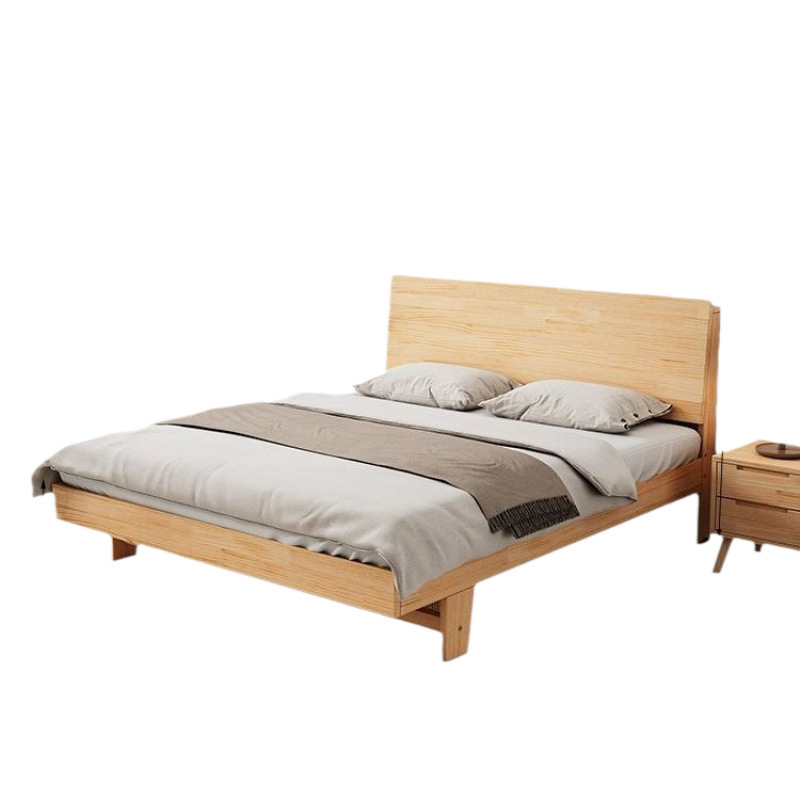 Cama de madera sólida doble 1.8m cama principal casa 1.5m pequeño apartamento de alquiler 1.2 marco de cama individual