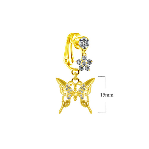 Gaibei European and American cross-border heart-shaped butterfly five-star navel ring navel ornaments without holes navel ring ear clip dual-use square navel nail