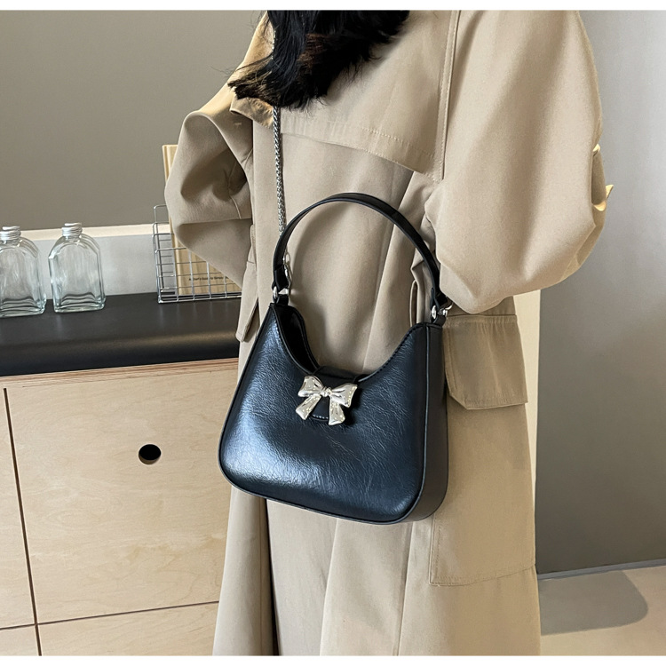 210g Weight Synthetic Leather Lining Material Flip Cover Closure Type Single Shoulder Strap Strap Type Handbag Bags Type Daily, Shopping Occasion Pu Leather Material Bow Knot Pattern All Seasons Season Women's Gender Basic Style Medium Size Women's Medium Pu Leather Bow Knot Basic Flip Cover Handbag 2