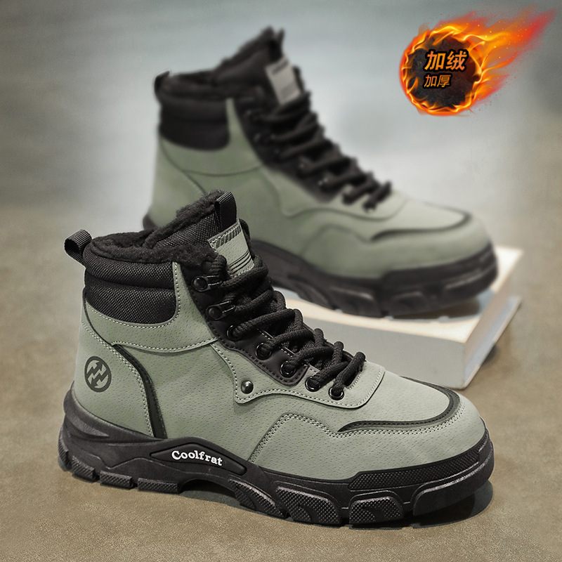 Winter-Lined Martin Boots For Men In British-Inspired High-Top Workwear Style, Featuring Thick-Woven Cotton Insulation F_vogvips.com