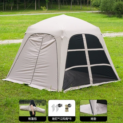 No-Setup Camping Tent, Sun Protection Automatic Dome Canopy, Quick-Open Outdoor Camping Black Vinyl Sunshade Dome Canopy Tent (Avtomobil yan çətirləri) - canopy-double-sided-sunshade-tent-bag-ground-nails-and-wind-rope-floor-mat-26m26m2m-vinyl-version