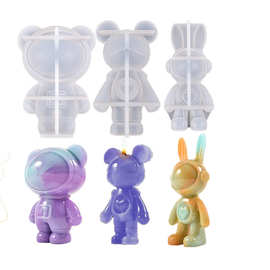 diy树脂环氧  滴胶模具太空熊宇航兔子玩偶香薰蜡烛摆件硅胶模具