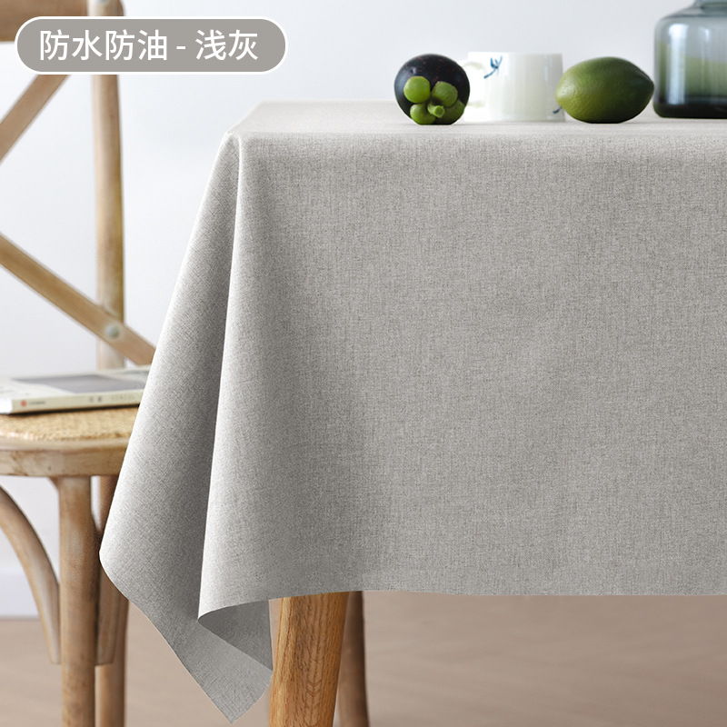 Tejido algodón lino impermeable a prueba de agua a prueba de aceite color sólido tela de mesa rectangular toalla de cubierta a prueba de polvo mesa de té doméstica tela de mesa al por mayor