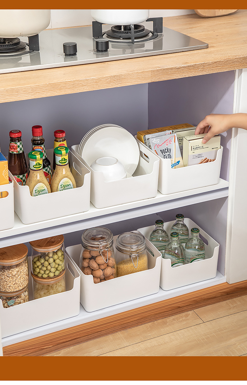 日式桌下塑料厨房收纳盒冰箱零食储物盒桌面书本杂物橱