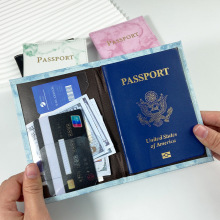 跨境大理石纹护照包passport holder护照保护本套pu皮革护照夹