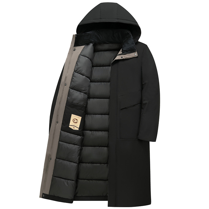 Lined Over-the-knee Winter Coat Men's Thickened Warm Cotton Coat Outdoor Hiking Cotton Coat Business Casual Cotton Clothing