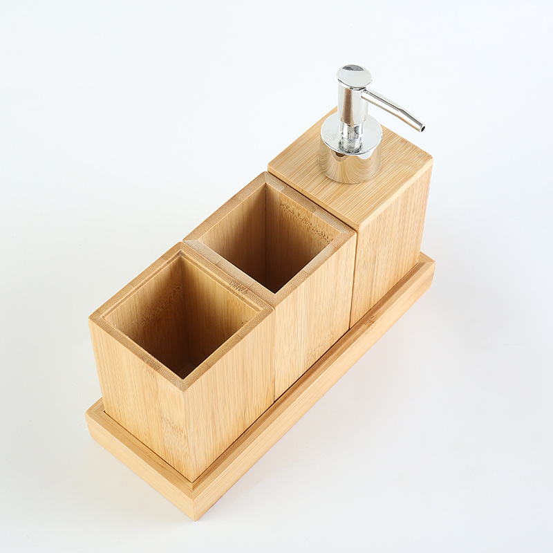 Subbotella de madera, loción, botella de loción, gel de ducha de hotel, botella de desinfectante de manos, botella de prensa de champú creativo