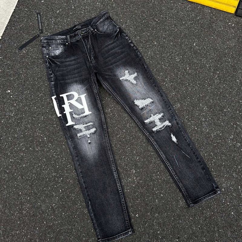 Amiri New Style Jeans Washed with Holes, Whiskered and Patchwork Denim Pants, Unisex, Export Cross-Border Amiri New Style Jeans Washed with Holes, Whiskered and Patchwork Denim Pants, Unisex, Export Cross-Border