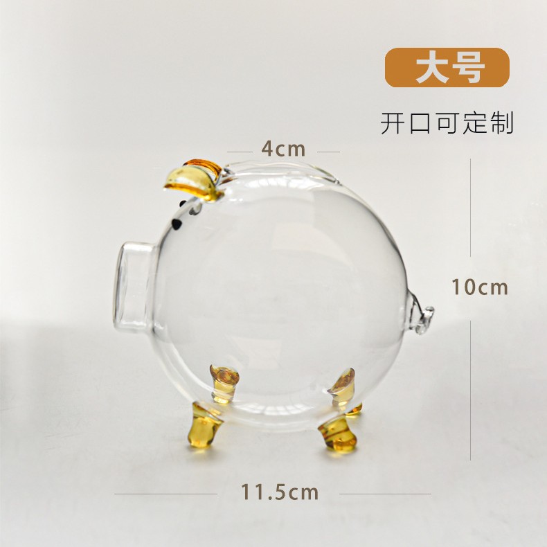 Vidrio de borosilicato mini frijol dorado ahorro anillo de oro botella de cerdo botella de almacenamiento de frijol dorado deseando botella fábrica al por mayor