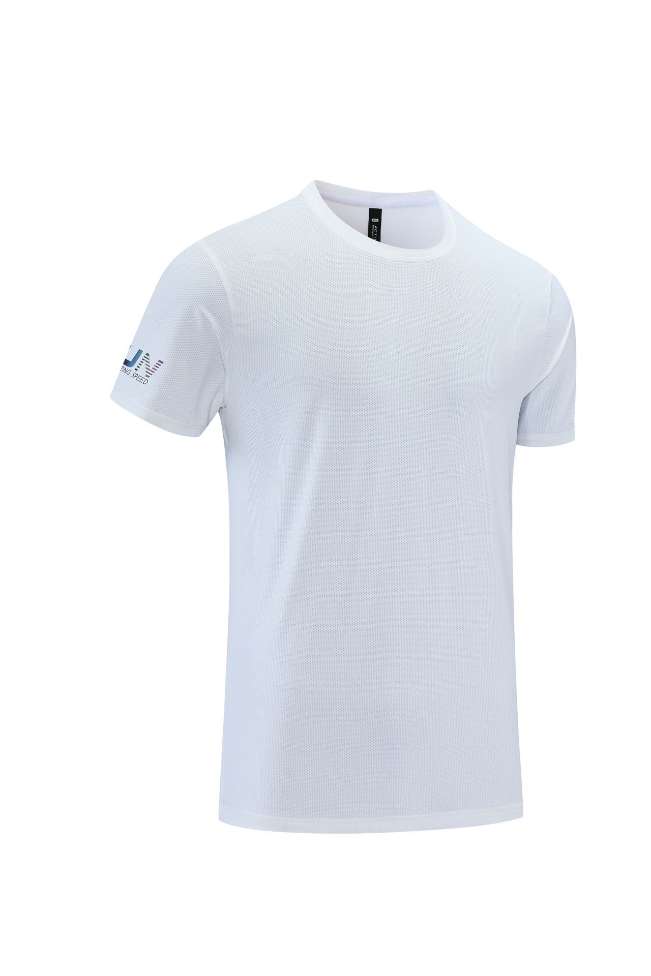 Nylon deportes casual de manga corta impresa de los hombres y las mujeres de cuello redondo de hielo de secado rápido camiseta de color sólido europeo y americano superior