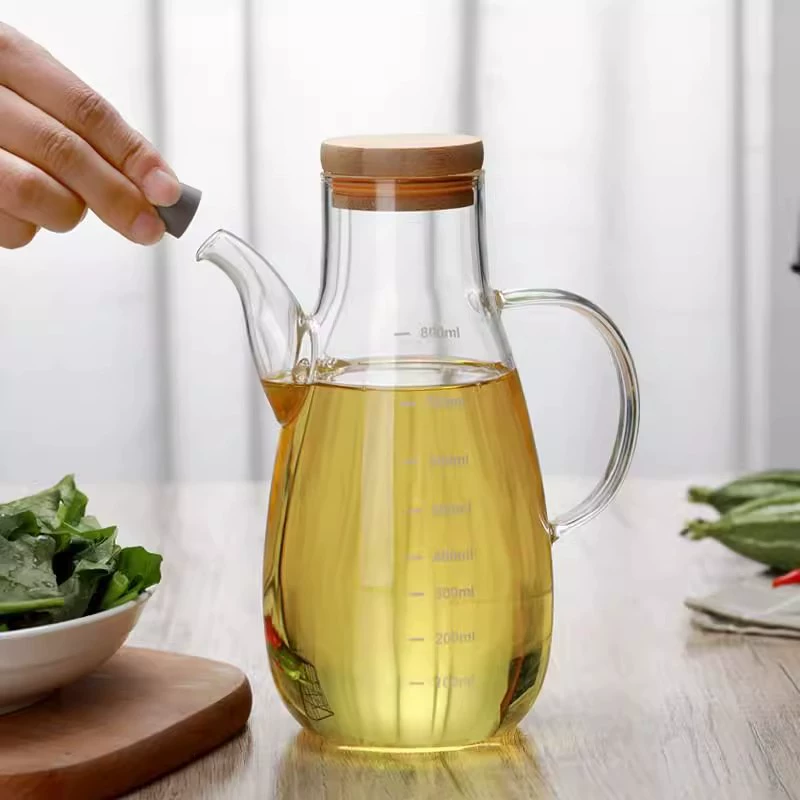 Cross-border supply of high borosilicate glass oil storage kettle with scale and controllable oil kettle for kitchen organization soy sauce and vinegar bottles