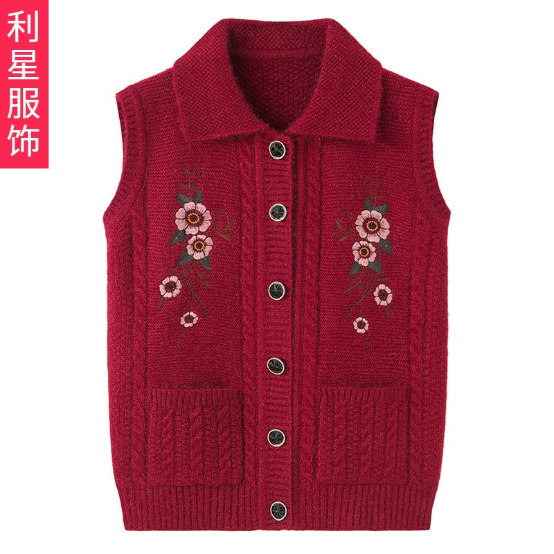 Женский жилет среднего и пожилого возраста, Весенняя и осенняя одежда, одежда для бабушки, жилет с вышивкой, зимняя одежда, жилет для пожилых людей, жилет старой леди