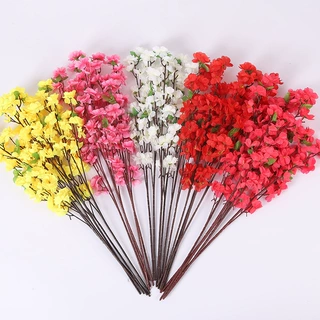 仿真桃花枝假花单支干花樱花客厅摆件树枝腊梅花绢花假树造景装饰