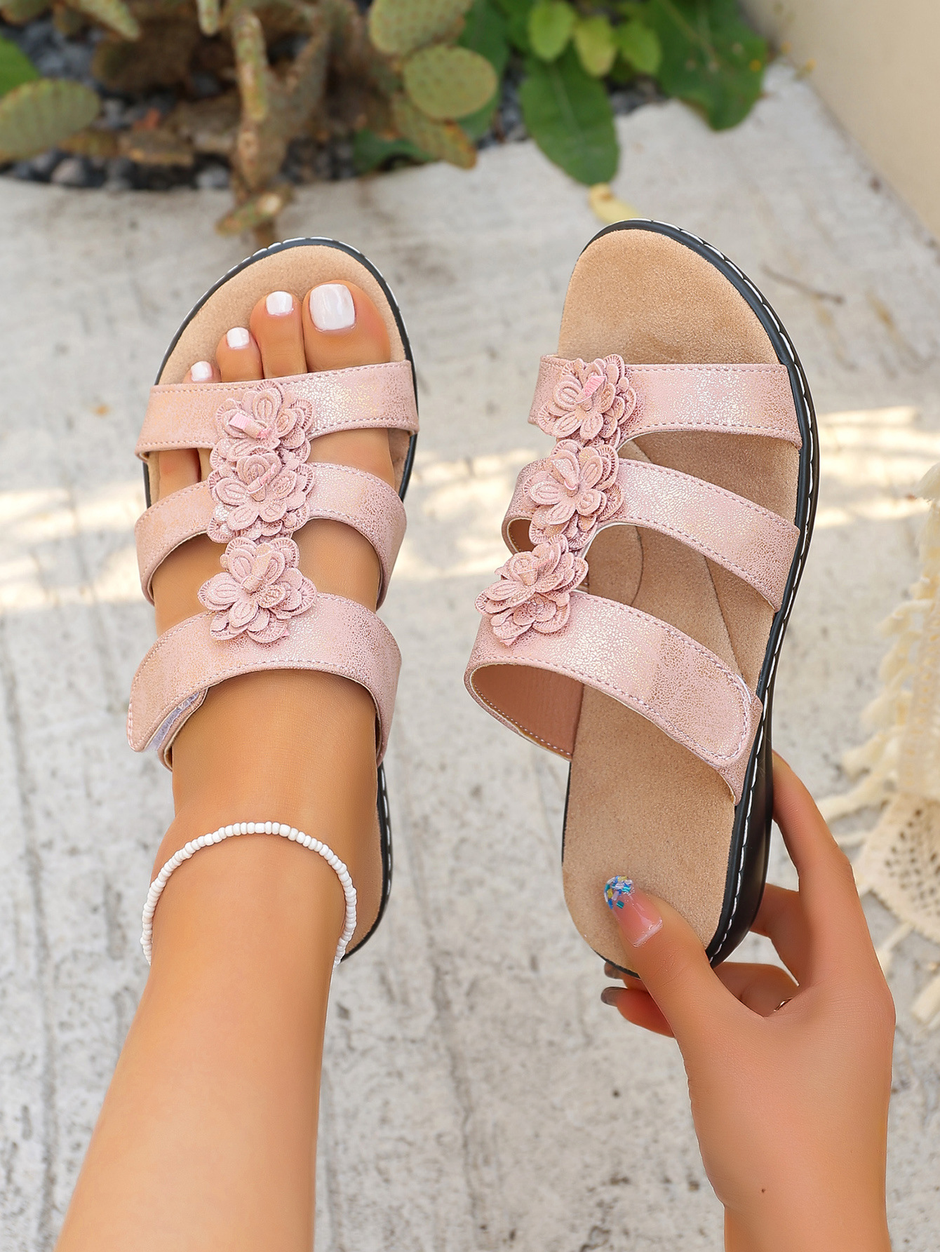 Women's Summer Floral Beach Sandals With Thick Sole Platform_voghion.com