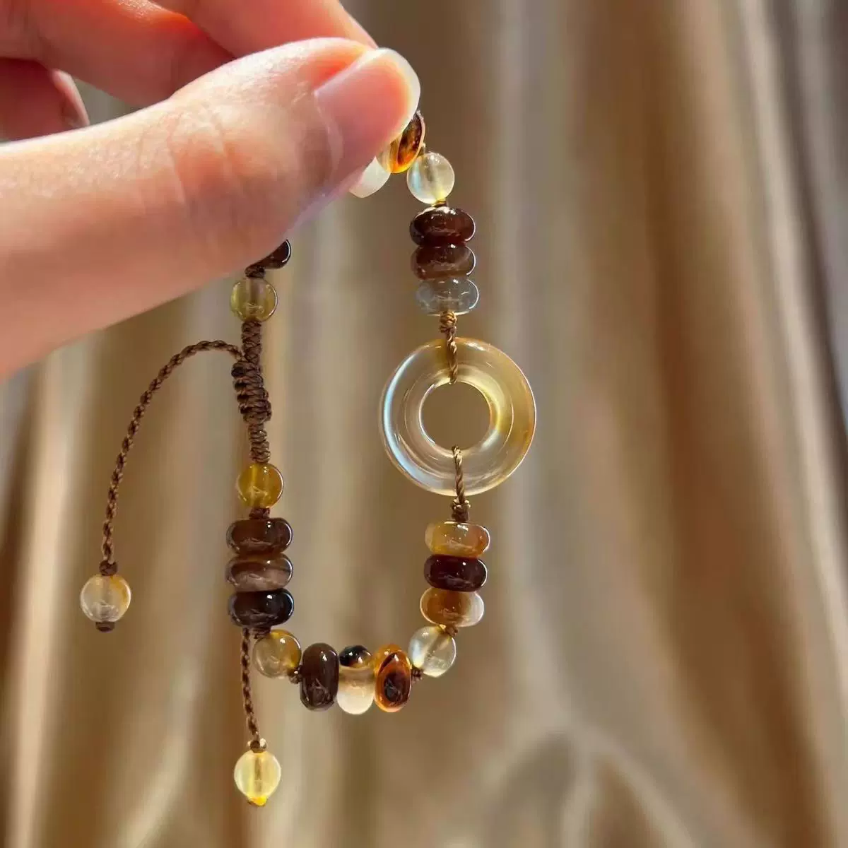 新中式复古棕色平安扣手链女小红书同款国风手饰精致高颜值手链