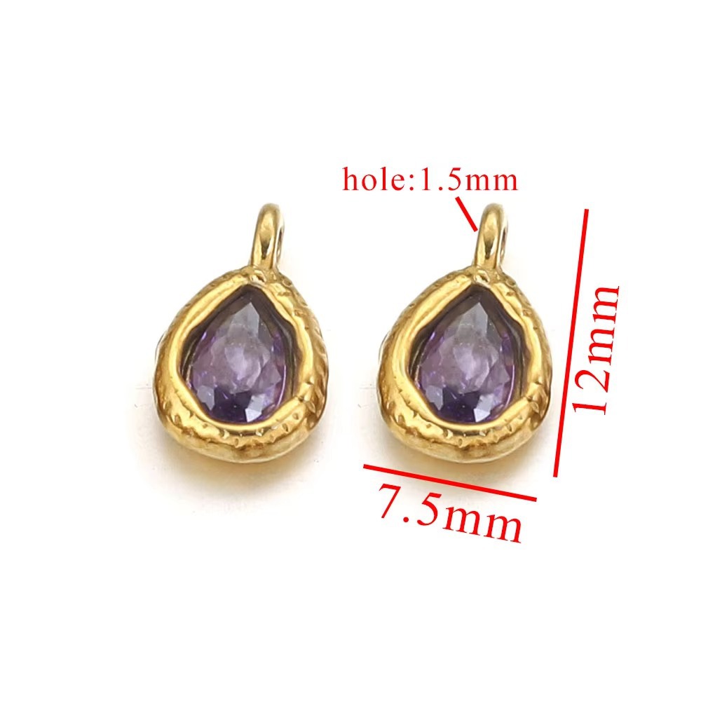 Acero inoxidable vidrio cristal colgante gotas de agua gemas de color colgante de acero titanio accesorios de joyería DIY