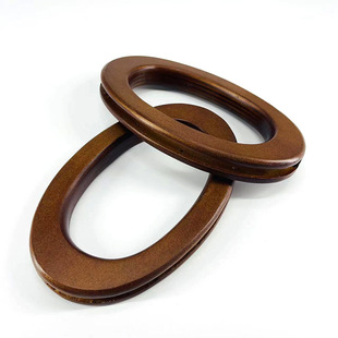 Haomeng's New DIY Luggage Hardware Accessories Oval Solid Wood Hand Strap with Card Slot Handmade Bag Satchel
