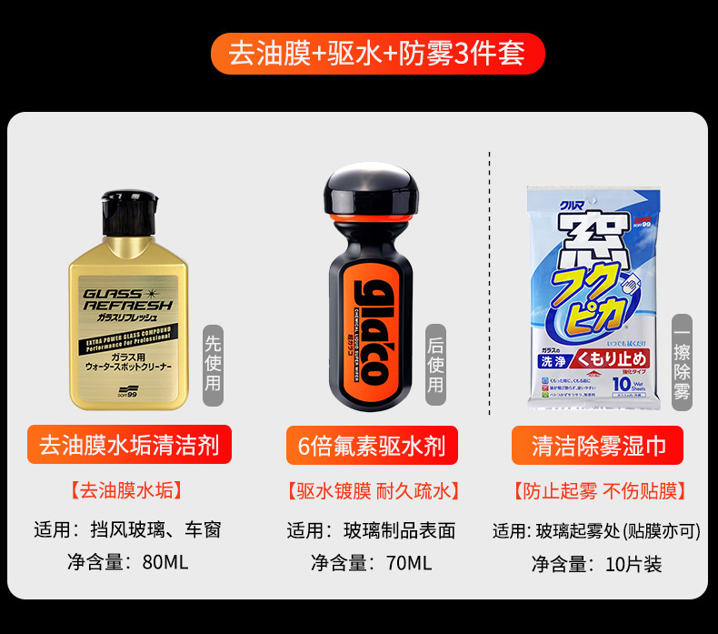 Soft99 Car Glass Rainproof Agent Front Gear Coating Water Repellent Agent 6 Times Fluorine Rearview Mirror Waterproof Agent Cleaner