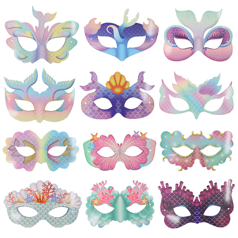 Tarjetas de papel DIY sirena carnaval nueva máscara para niños pintados máscara de mitad de cara fiesta espectáculo máscara de ojos al por mayor