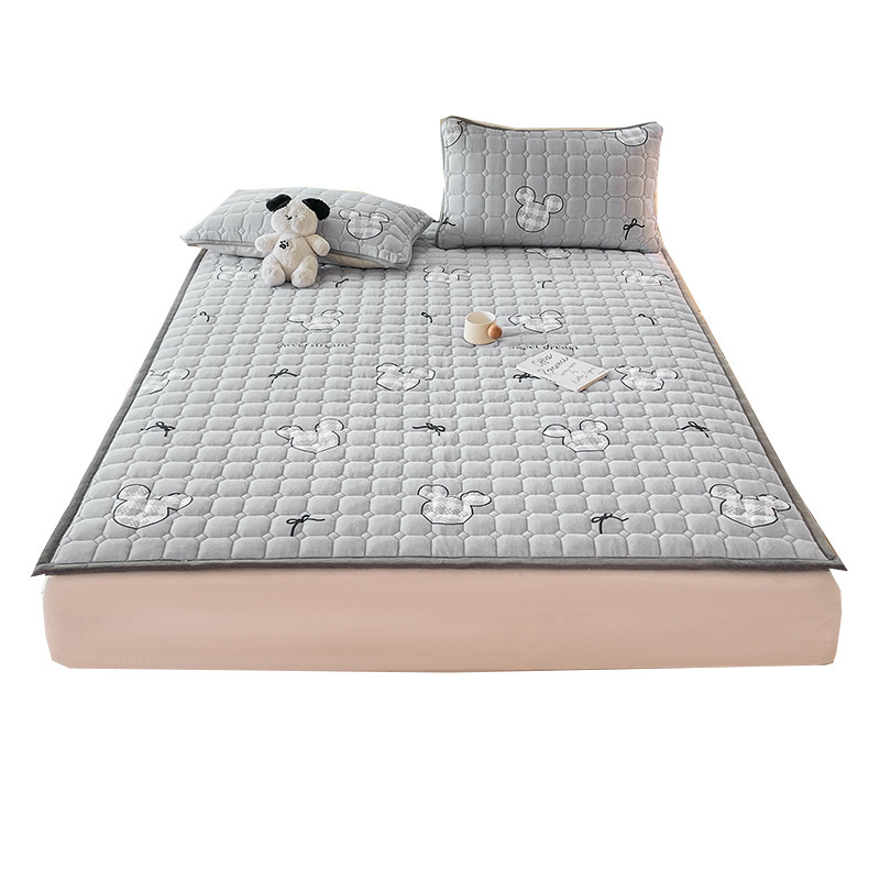 Colchón de cama de terciopelo de leche grueso invierno cálido cama doméstica sábanas de terciopelo de coral sábanas de tres piezas cubierta de cama sábanas Kang