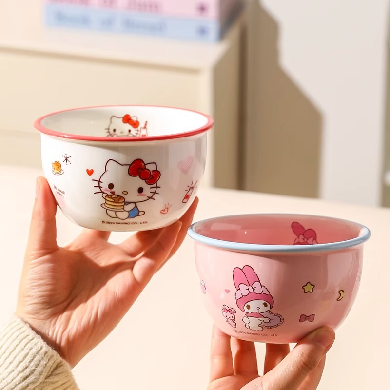 サンリオセラミックボウル家庭用食事ボウルハローキティライスボウルスープボウルヌードルボウルかわいいガーリーハート食器|undefined