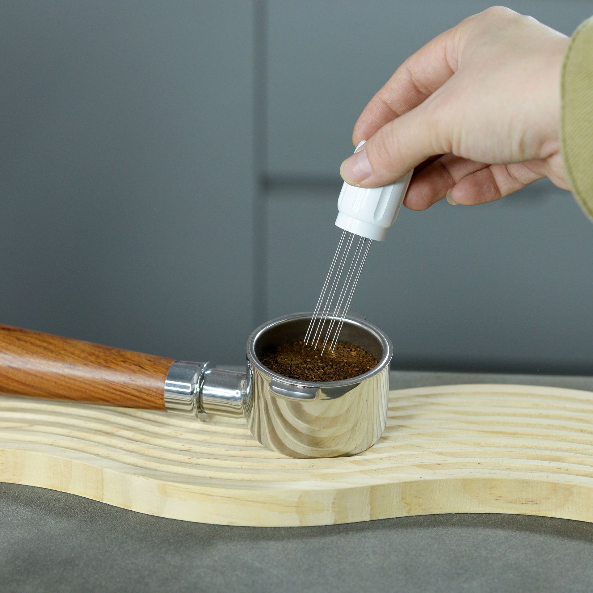 Polvo de tela de café de aleación de aluminio aguja polvo suelto aguja de polvo de madera Dispositivo de polvo de madera sólida separador de aguja de polvo suelto