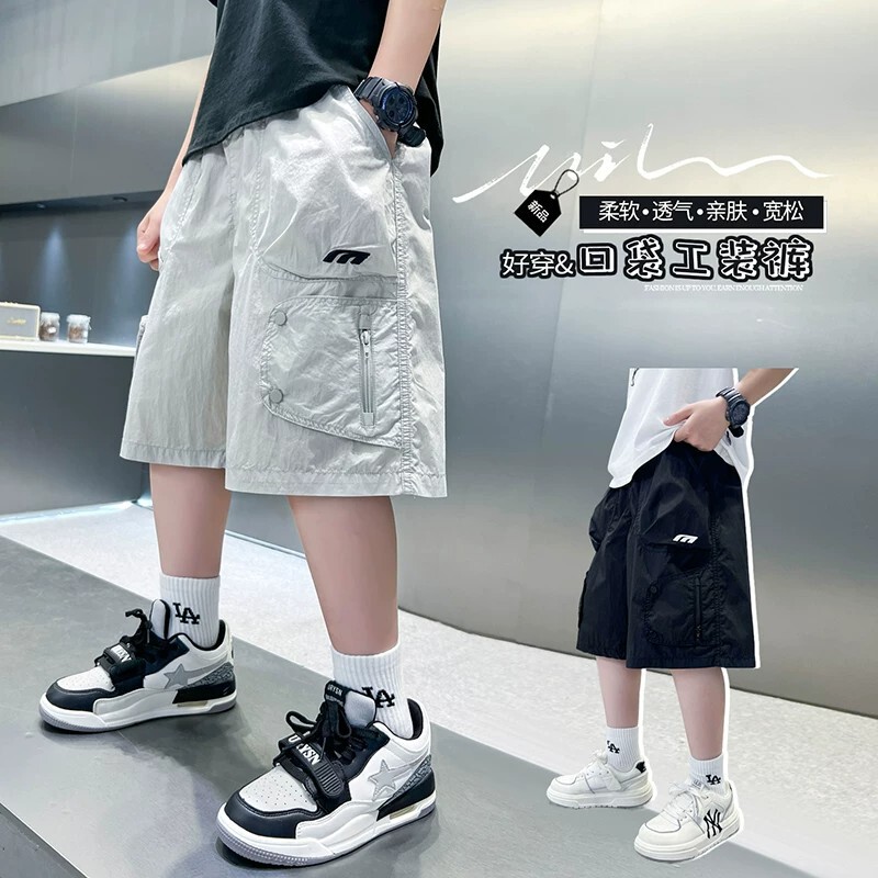 Boys' Summer Shorts 2026 New Thin Cargo Pants Summer Style Mid-Length Pants for Older Children Trendy Five-Point Pants Boys' Summer Shorts 2026 New Thin Cargo Pants Summer Style Mid-Length Pants for Older Children Trendy Five-Point Pants