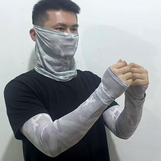 Camouflage Summer Sunscreen Sleeves Men's Fishing Arm Protection UV Ice Silk Gloves Outdoor Cycling Sports Ice Sleeves