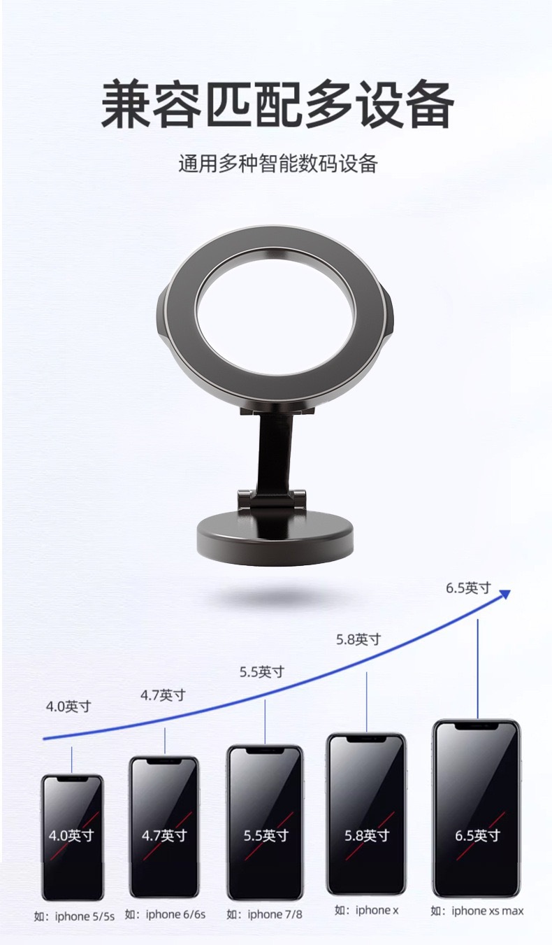 Mobile Phone Car Magnetic Holder Magsafe Foldableing Strong Magnetic Car Dashboard Navigation Alloy Adjustable Holder