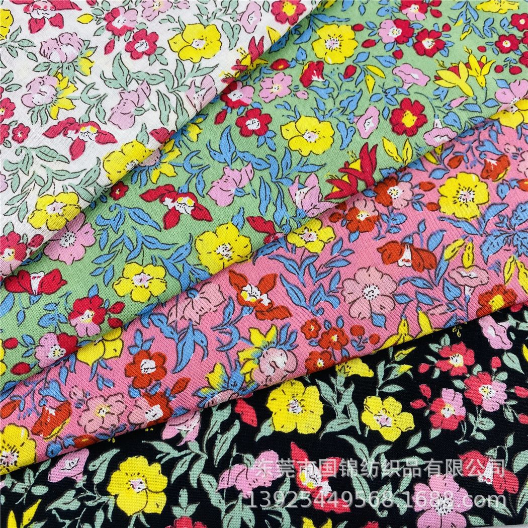 热销新款印花布 纯棉40支平纹府绸印花 童装女装服装面料