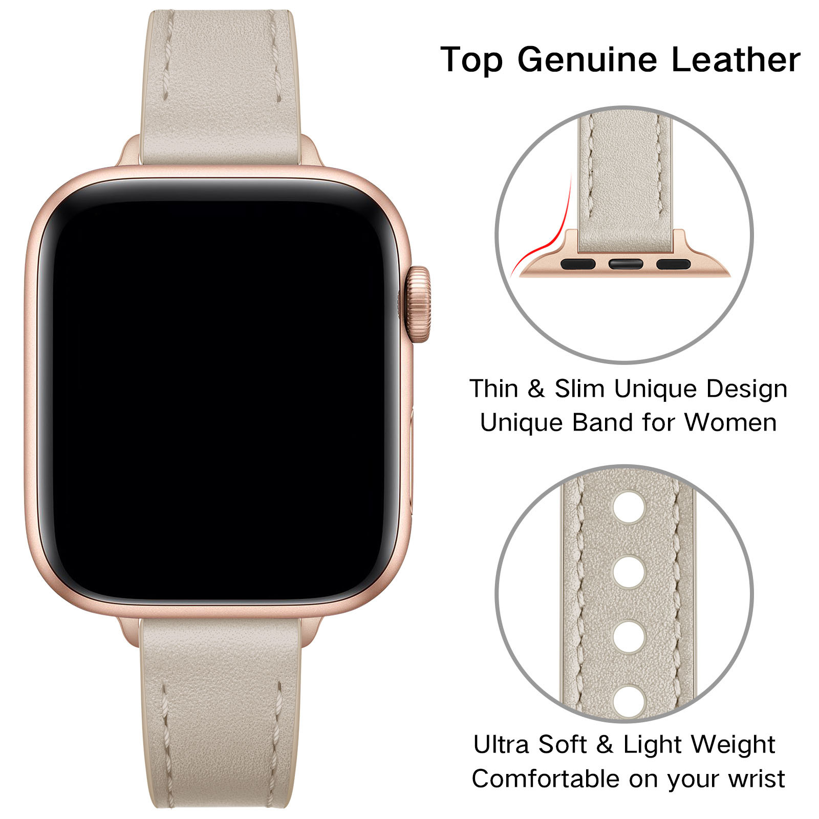 18g Weight Apple watch watchband Classification Genuine leather Material Solid Color Pattern Retro Style Retro Solid Color Apple Watch Watchband 52