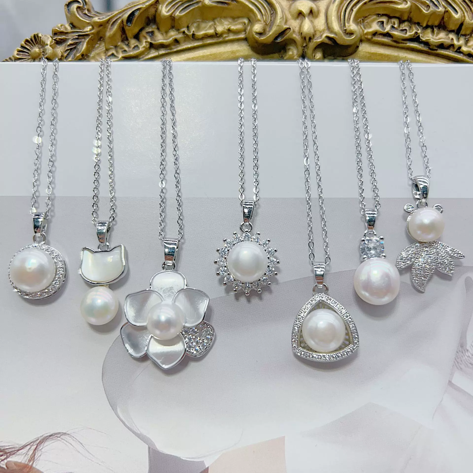 韩版时尚简约小清新淡水珍珠小金鱼吊坠项链小众高级感百搭锁骨链