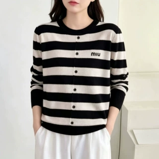 2026秋季新款复古休闲百搭撞色条纹针织衫长袖圆领毛衣上衣女装