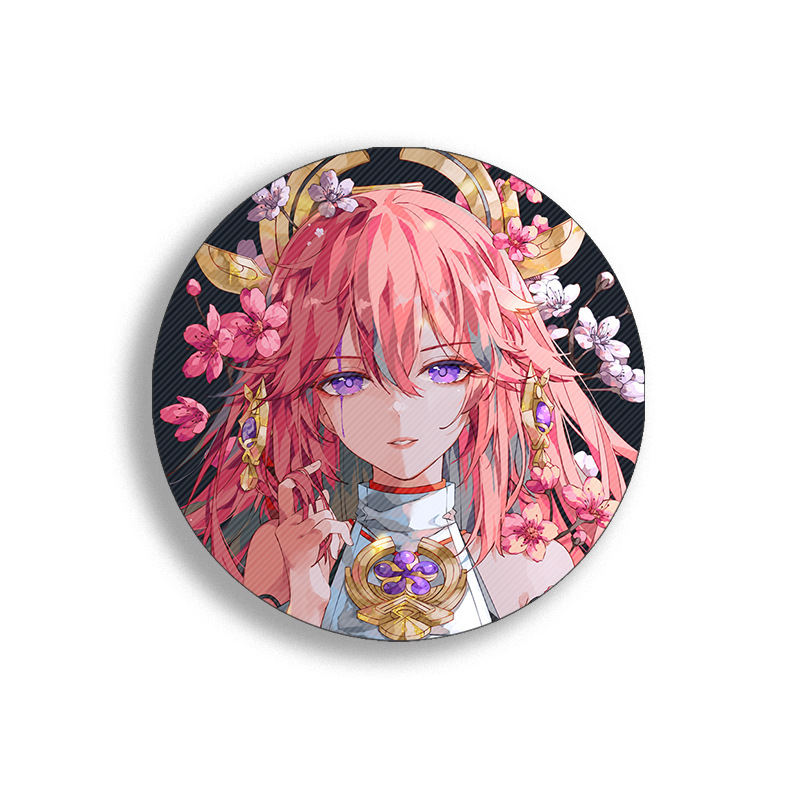 58mm Game Genshin Impact Brooch Pins Anime Badge Cosplay Yae Miko Xiao Zhongli Accessories For Clothes Backpack Decoration Gift