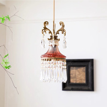 法式氛围感复古酒杯全铜卧室床头客厅过道走廊水晶吊灯中山灯具