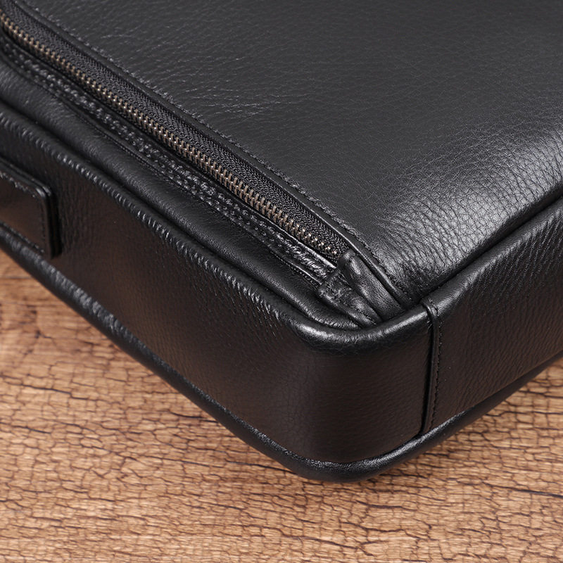 Túi đeo chéo nam da bò thật cổ điển nhiều ngăn dung tích lớn 29×11×17 cm — Màu đen chi tiết 13