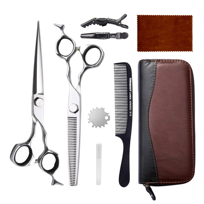 Juego de tijeras de peluquería de 6 pulgadas, acero inoxidable 440C, tijeras planas, tijeras de entresacar, herramienta para flequillo, tijeras de peluquería Amazon