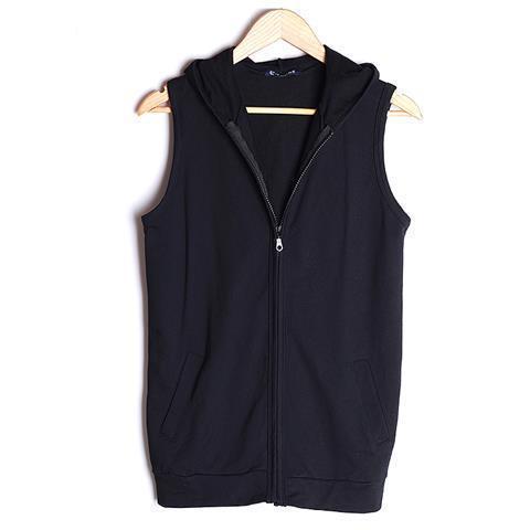 Chaleco deportivo con capucha de talla grande sin mangas de primavera y verano, chaqueta de punto de chaleco de fitness delgado de moda para hombre