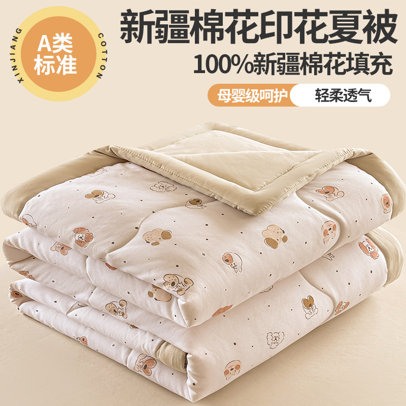 Colcha de verano impresa de clase A, colcha de aire acondicionado, colcha fina de verano, hilo de doble capa, colcha completa simple y doble, se puede lavar a máquina
