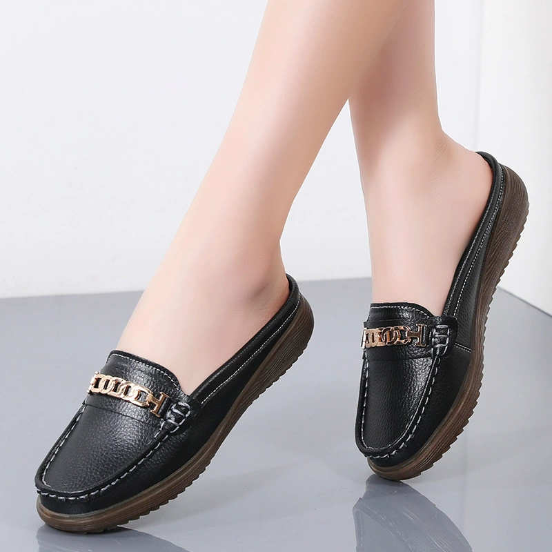 Кожаные лоферы на Slip-On для мамы – повседневная обувь в бежевом/черном/кофейном/оранжевом/индиго