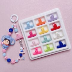 アクリル塗装穿孔かわいいクリップストレートビーズDIYバッグ掛け携帯電話チェーン材料アクセサリービーズ