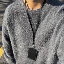 秋冬慵懒风仿貂绒软糯毛衣男美式复古纯色毛绒情侣针织衫上衣外套