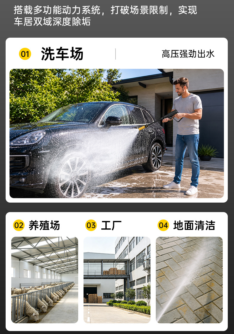 Feimao Cross-Border Household High-Pressure Car Washer 220v Water Pump Cleaning Machine Portable Water Gun High-Power Car Washing Device