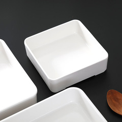 5YA1批發塑料正方形盤子四方熟食展示盤白色涼菜盤餐具托盤廚房密
