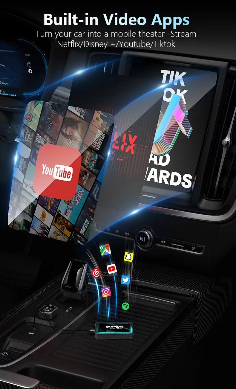 Wired to Wireless Carplay Box, Wireless Box, Android Auto Wireless Car Video Box