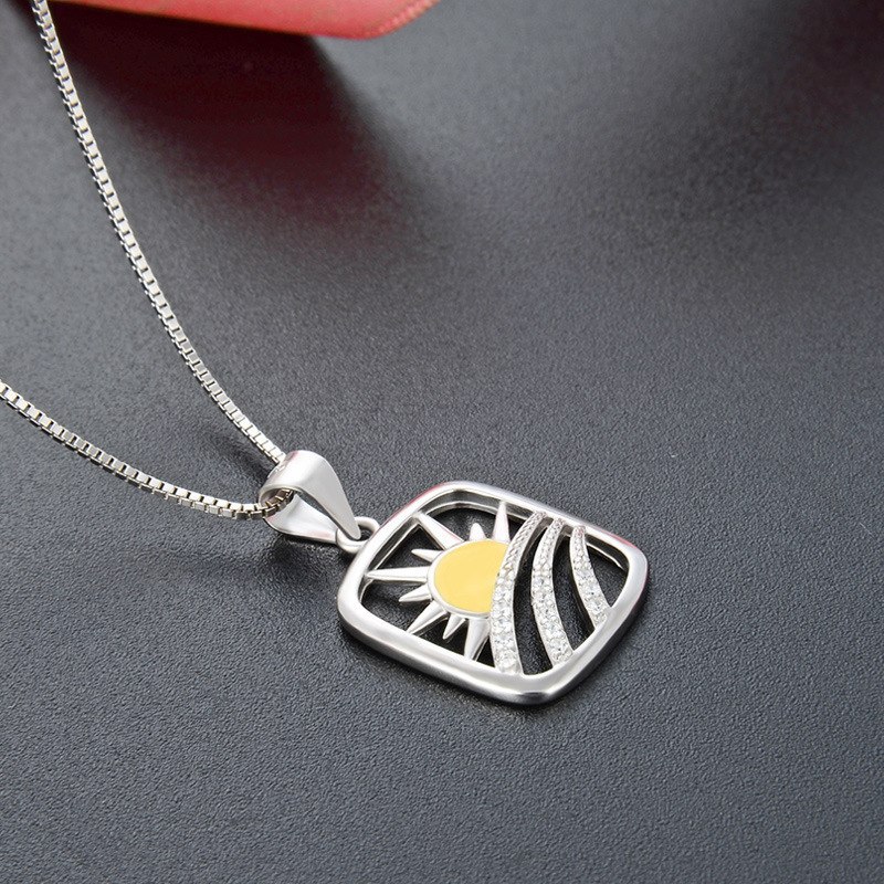 S925 plata esterlina amanecer colgante hueco nicho de diseño femenino diamantes de moda moda joyas temperamento fuente al por mayor